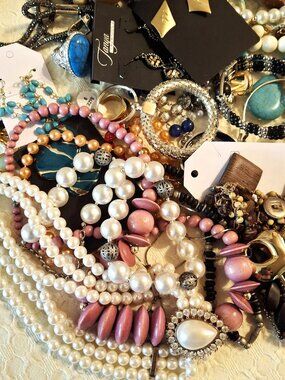 No Mystery Mixed Lot of Vintage to Now Jewelry 60 Pieces Wearable 3 Lbs. #12